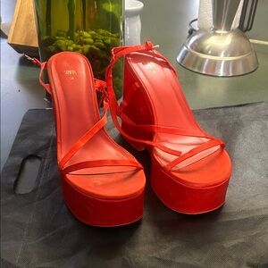 Zara Women's Bold Red Platform Heels
